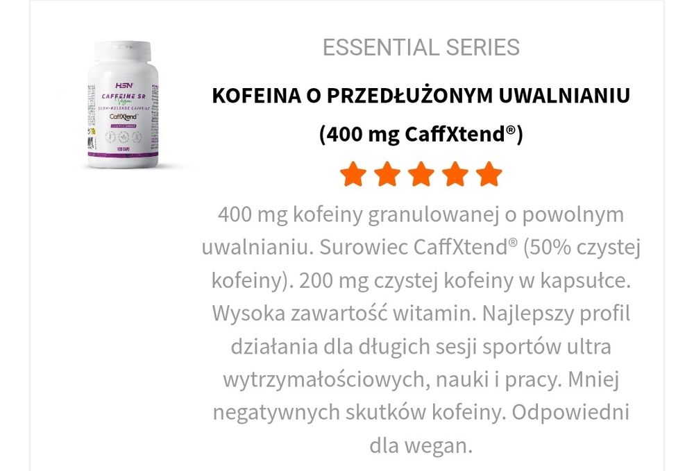 Kofeina SR o długim uwalnianiu