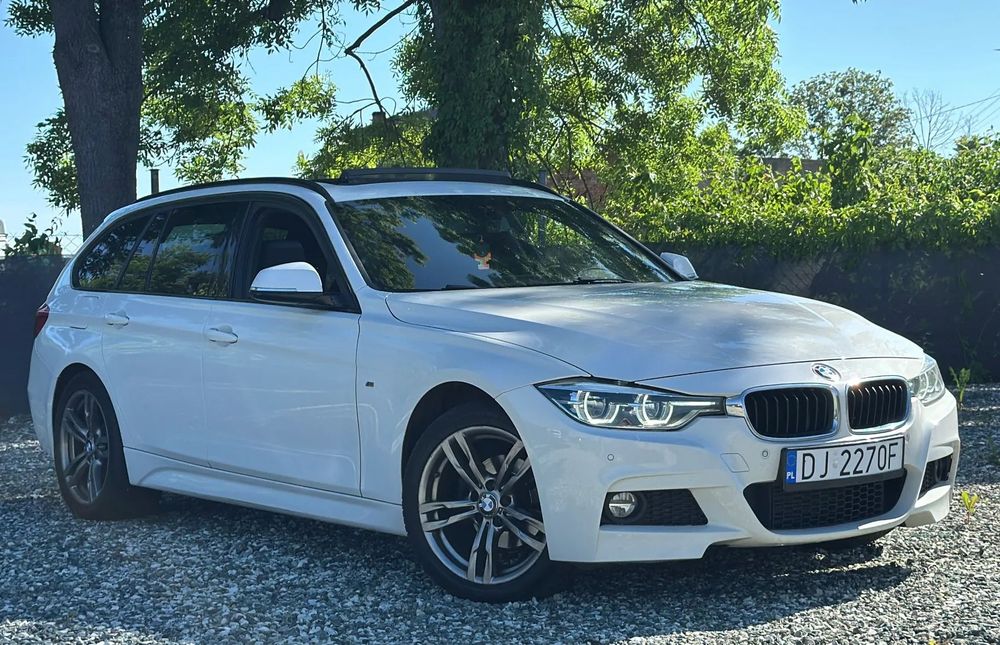 BMW Seria 3 M Sport, Shadow Line, oryginalny lakier, panorama, Alpin Weiss