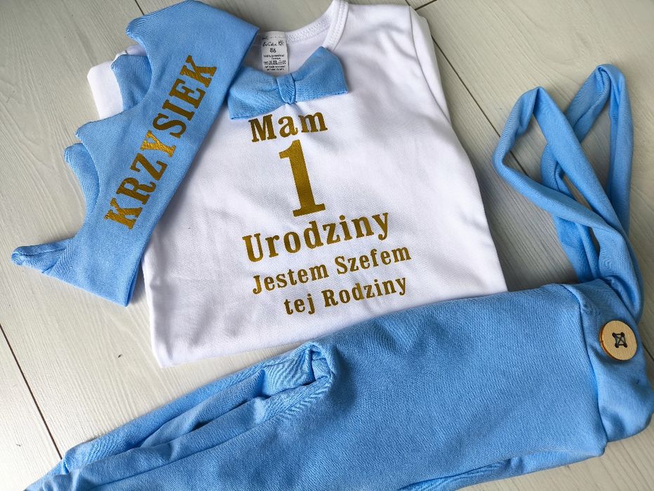 Komplet dla chłopca elegancik roczek pierwsze urodziny
