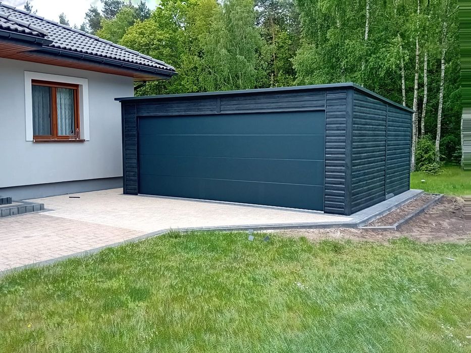 Garaż jednostanowiskowy 6x5 m - Dach jednospadowy, Brama segmentowa, G