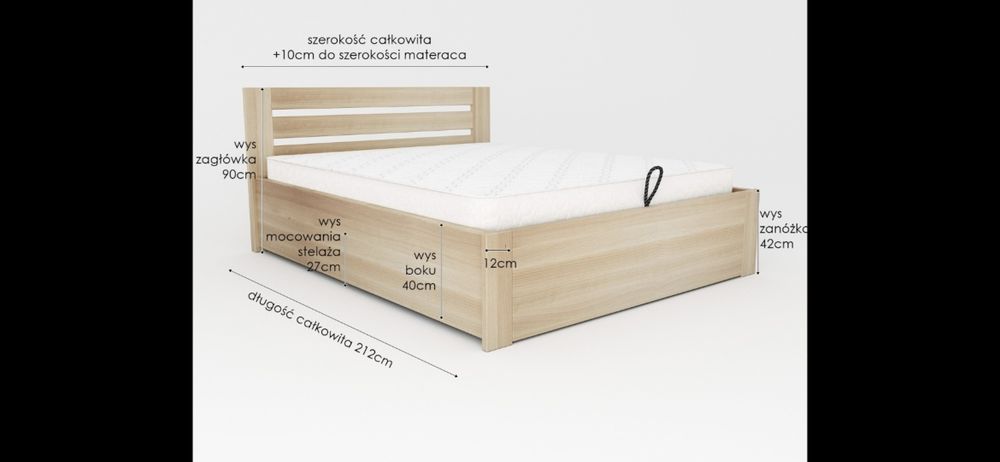 Łóżko podwójne do sypialni lite  drewno  160cm