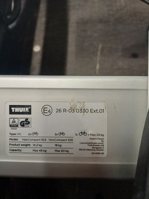 THULE Velocompact 924 platforma rowerowa uchwyt bagażnik na hak