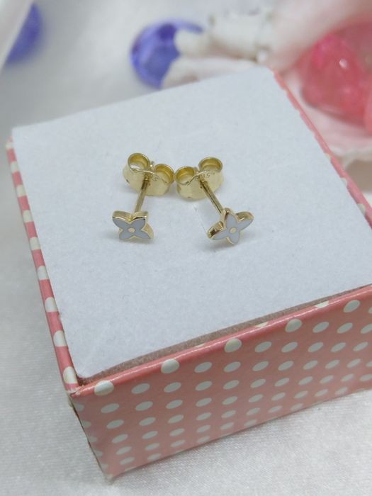 Piękne złote kolczyki kwiatki, złoto próby 585