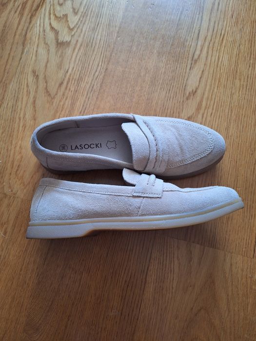 Loafersy mokasyny zamszowe