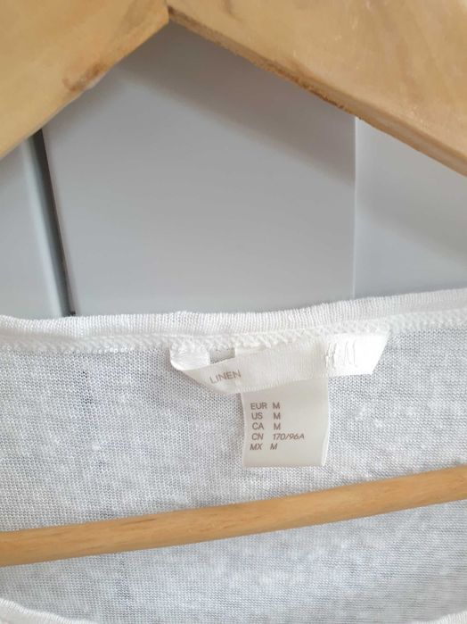 Biała koszulka t-shirt lniany 100% len H&M 38
