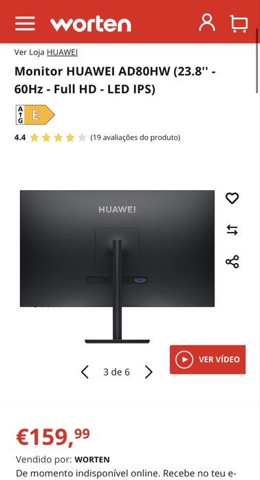 Monitor+HUAWEI+23.8%27%27+-+60Hz+-+Full+HD+Como+Novo64738404927745124
