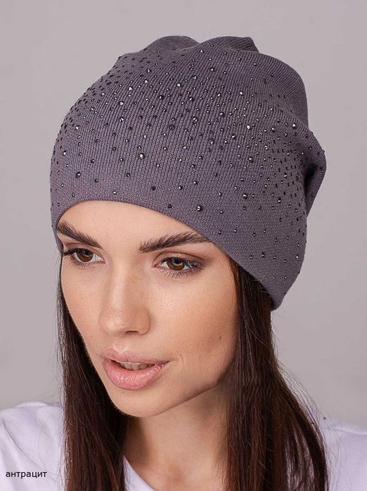 Женская модная шапка со стразами. Разные цвета!!!