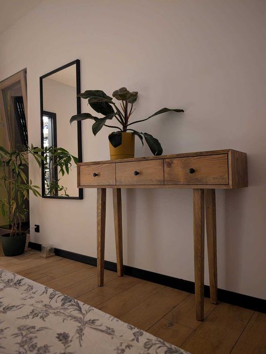 Konsola drewniana - lite drewno, handmade, unikalna, stolarz