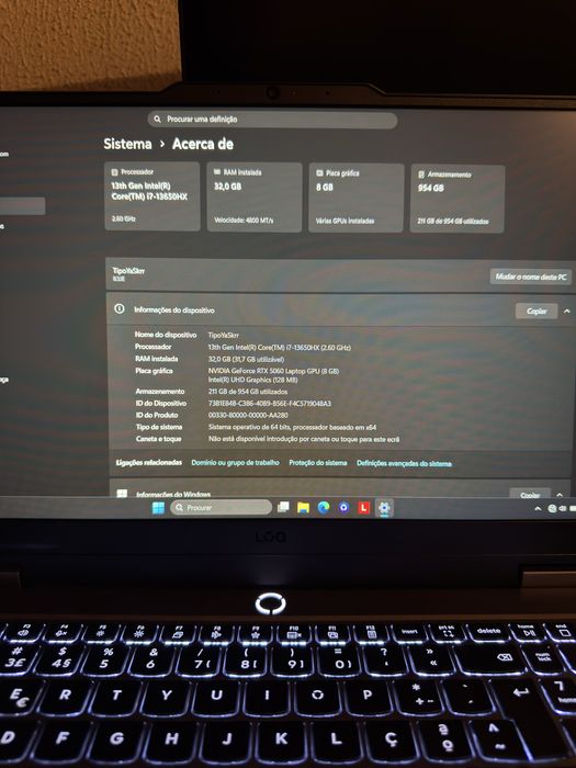 Legion loq i7 rtx5060 32ram 1T ssd novo