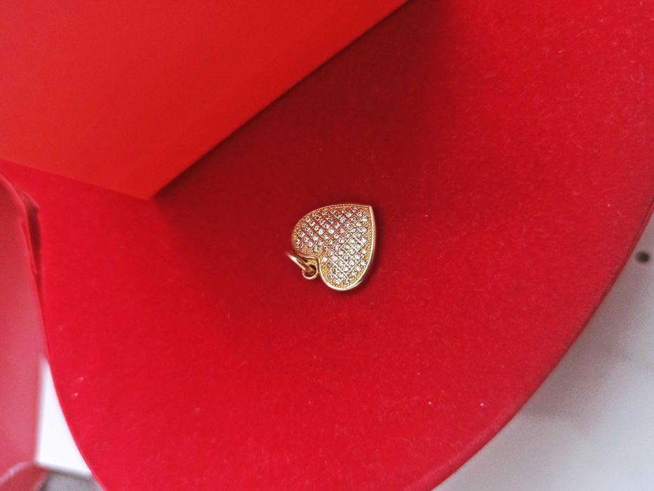 Zawieszka srebrna Lovely serce pozłacane PREZENT dla Żony/Córki/Mamy