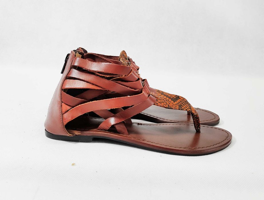 Sandały skórzane rzymianki z zakrytą piętą SOFT GREY 36 23,5cm BD0047