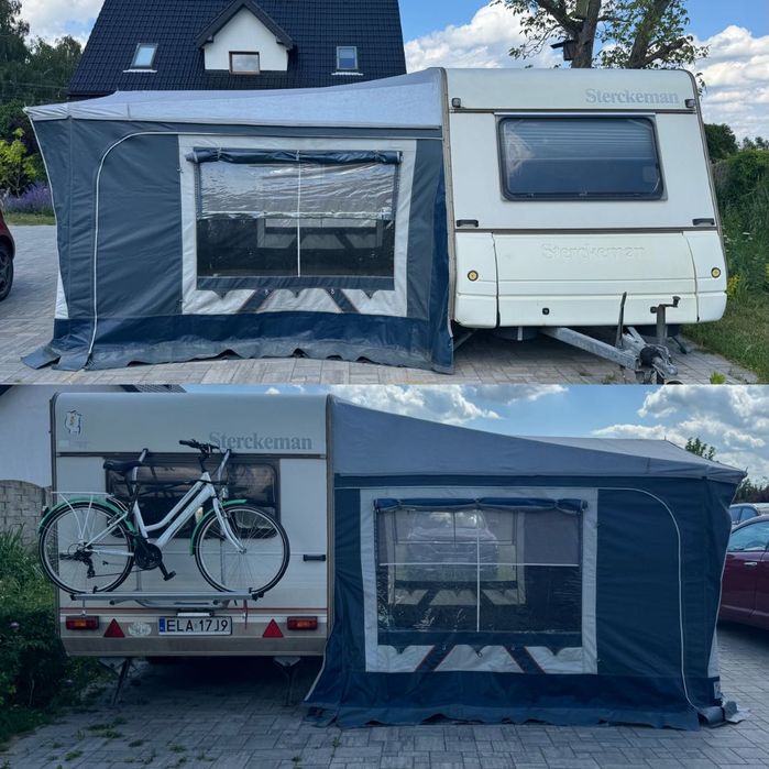 Przyczepa kempingowa z oryginalnym namiotem