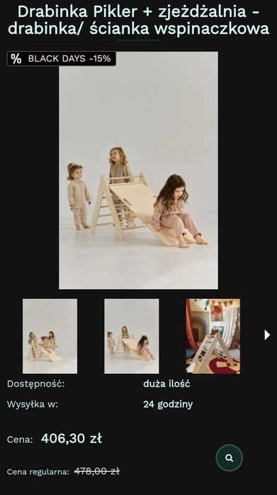 Drabinka + zjeżdżalnia, pikler, babywood