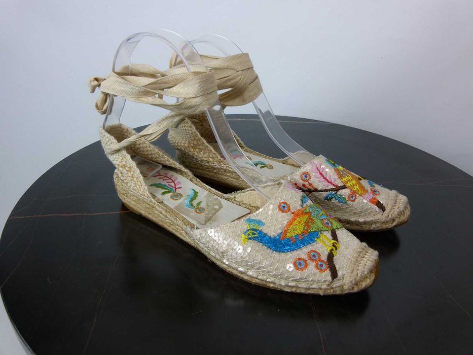 RAS wiązane espadryle tkanina cekiny 36 - 23 cm