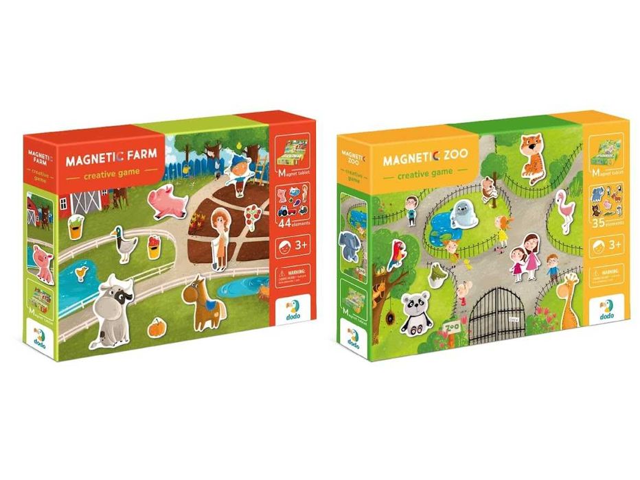 Магнітна гра Dodo Ферма 44 магніти, Зоопарк 35 магнітів