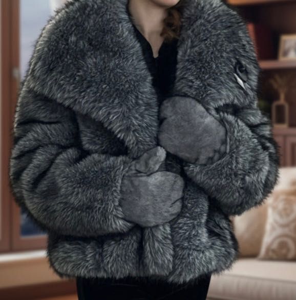 Еко-шуба сіра розмір М