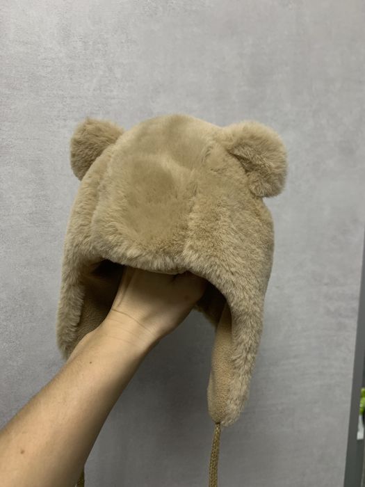 Дитяча зимова шапка з вушками бежева