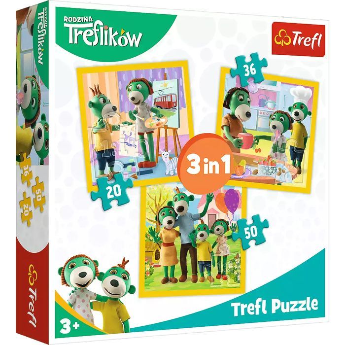 Puzzle 3w1. Rodzina Treflików. Razem jest wesoło. Trefl