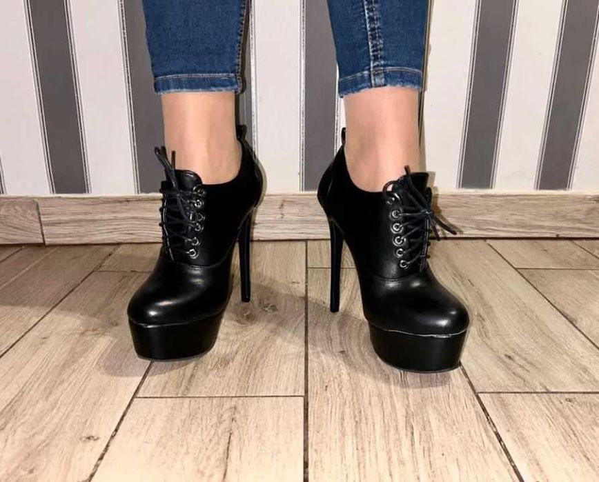 127/ Sexy botki 43 szpilki Trans Cross wysoka jakość czółenka 35-50 EU