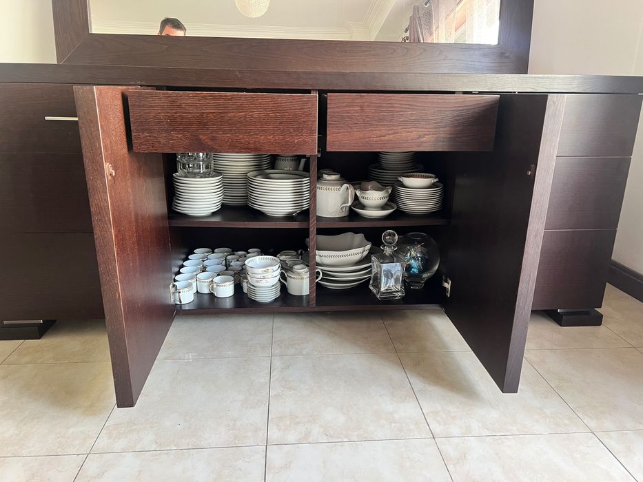 Móveis Sala Madeira Wenguê: Mesa + 6 cadeiras