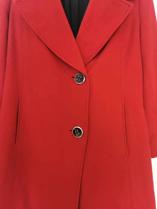 Płaszcz wełniany kaszmir malinowy GETEX