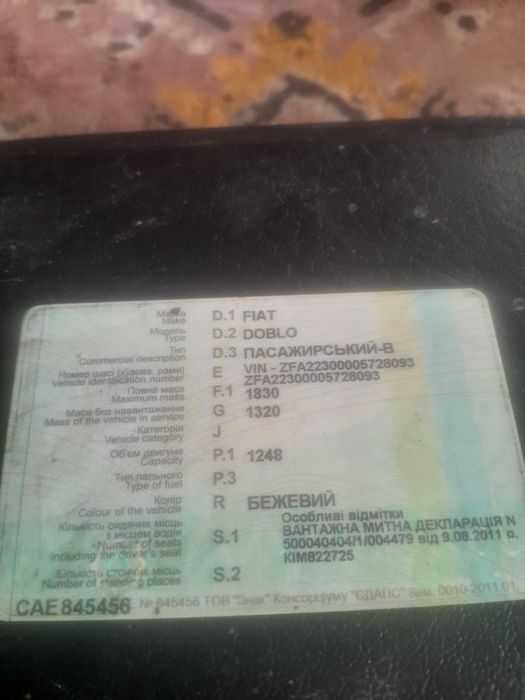 Документи фіат добло