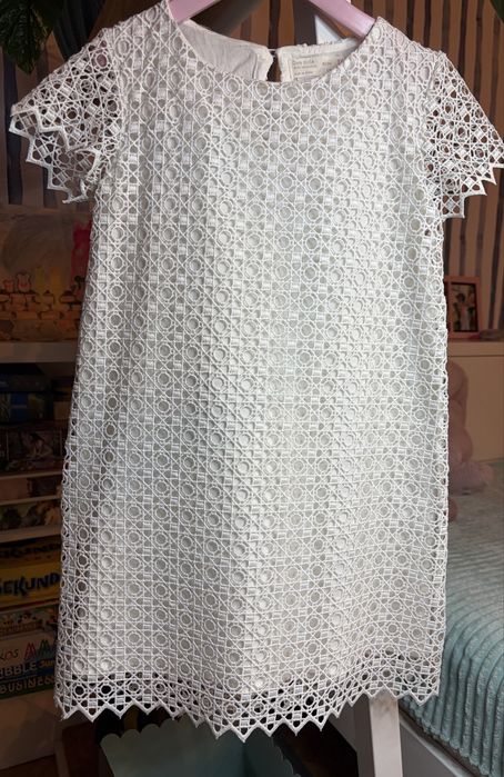 Elegancka biała sukienka *Zara Kids*koronkowa 128