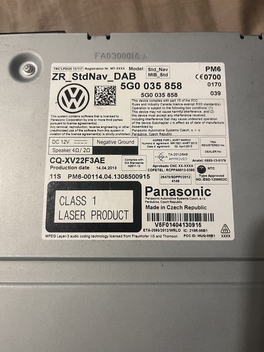 Volkswagen Golf VII Radio Wyświetlacz Mib  Ramka zestaw