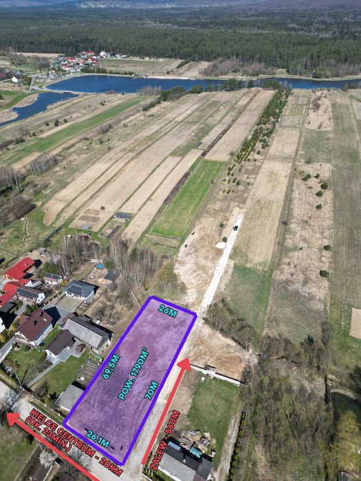 Działka 1790m2 Zalew Wilków (media P+W+K)