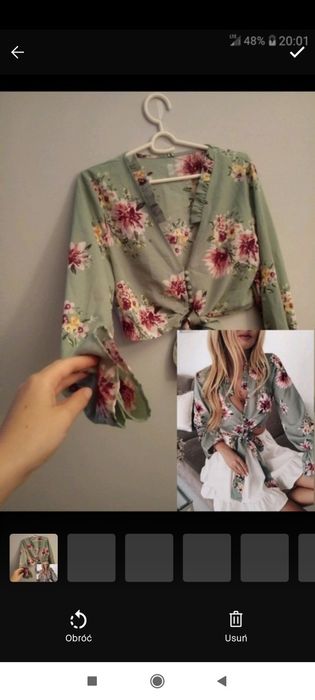 Bluzka seledynowa w kwiaty cinamoon M