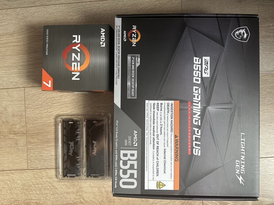 Zestaw Płyta Głowna B550 MSI Gaming Plus + Ryzen 7 5800x + Ram Kingston Fury 16gb 3600mHz Cl16 RGB