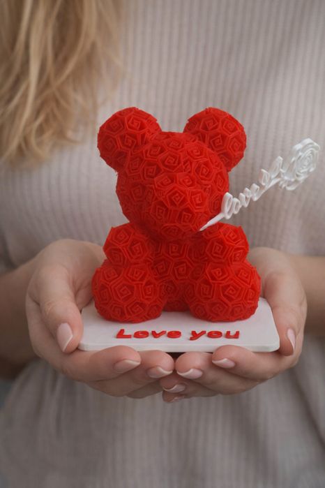 Ведмедик з троянд 3D «Love you” - оригінальний подарунок на 14 лютого