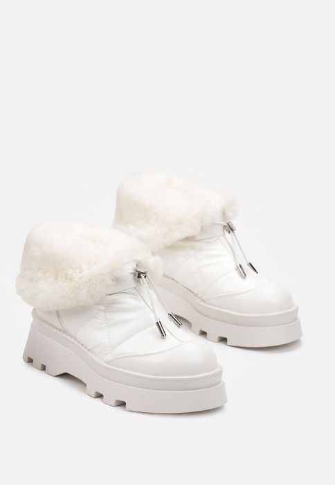 Białe Śniegowce na Grubej Podeszwie z Futerkiem R 37