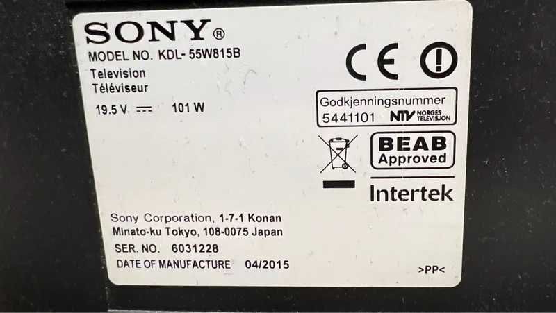 Telewizor SONY 55 cali 3D KDL-55W815B | 55" | Full HD | 100Hz | Klasa Premium