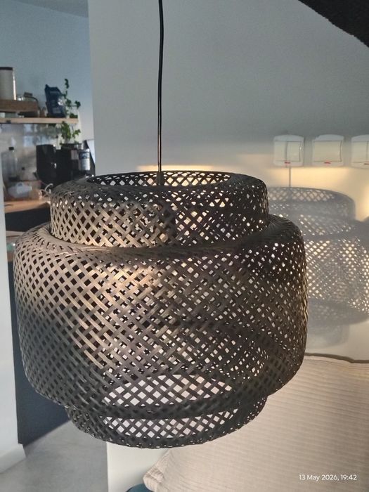 Czarna lampa wisząca bambusowa boho/loft– Stan idealny