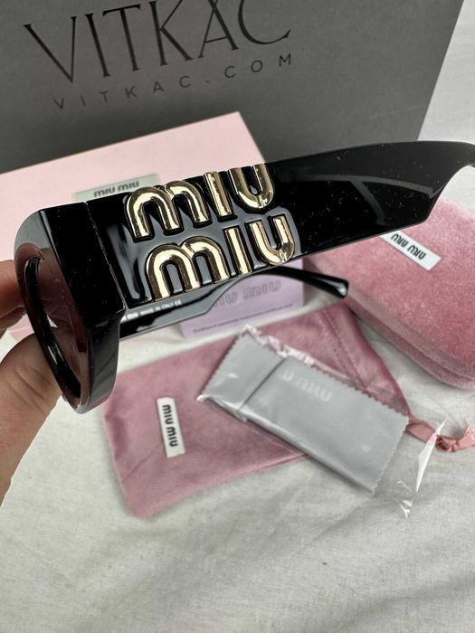 Okulary przeciwsłoneczne Zestaw Miu Miu owalne pudełko nowość lato