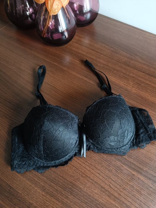 Stanik 85 B Biweier bardotka mega push up odpinane ramiączka silikon