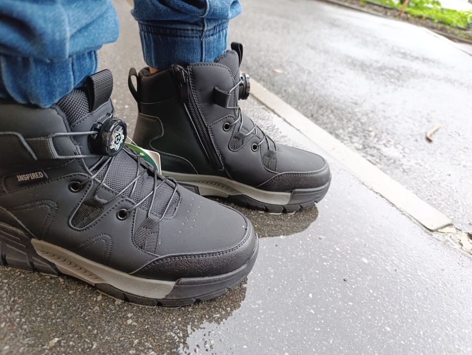 Зимові термо ботінки хайтопи чоботи для хлопчика чорні зимние ботинки