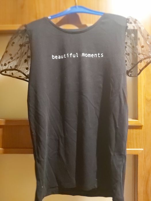 Czarna śliczna koszulka krotki rękaw tiul  cool club 164