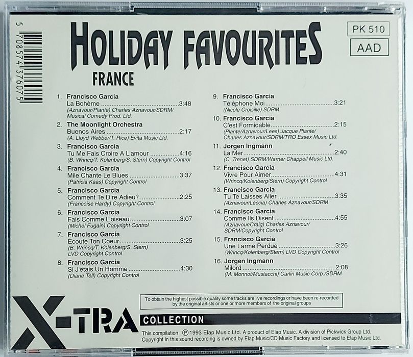 Holiday Favourites France X tra Collection 1993r