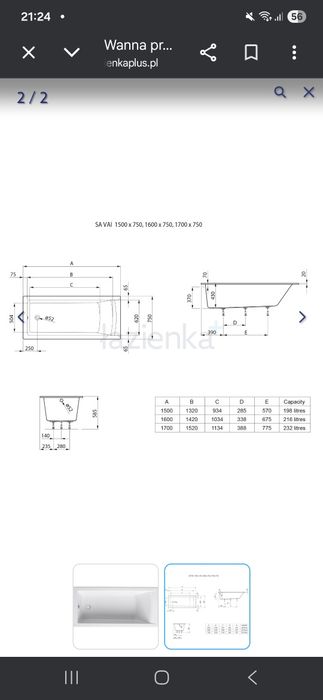 Nowa wanna ROCA SAVAI SLIM 150x75