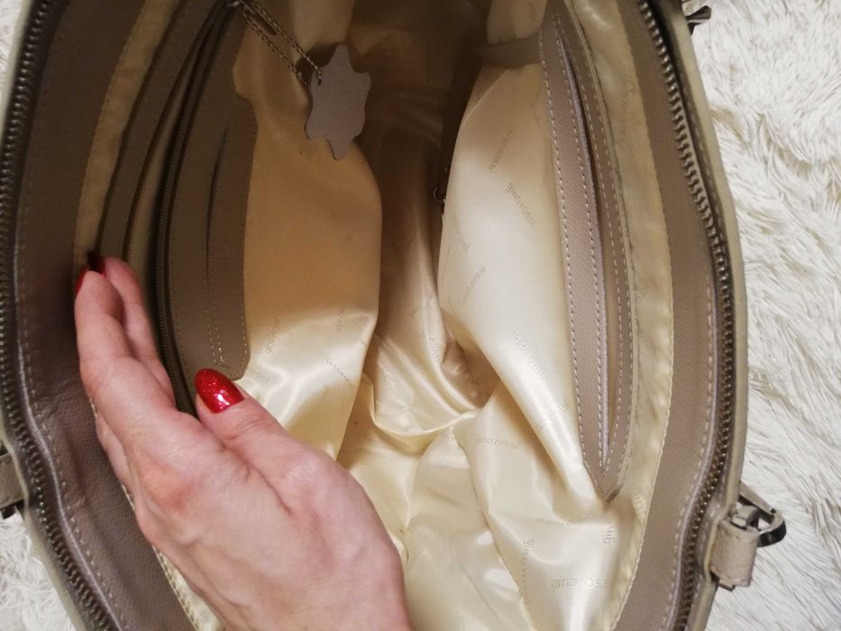 skórzana torebka Gino Rossi beż shoper bag jak nowa