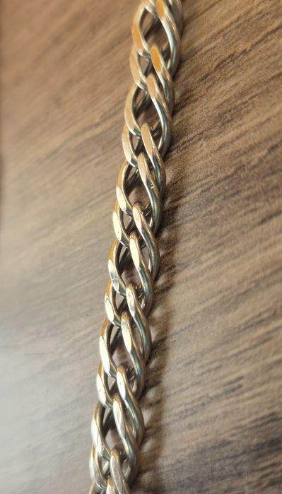 Srebrny gruby łańcuszek pancerka długość 50cm