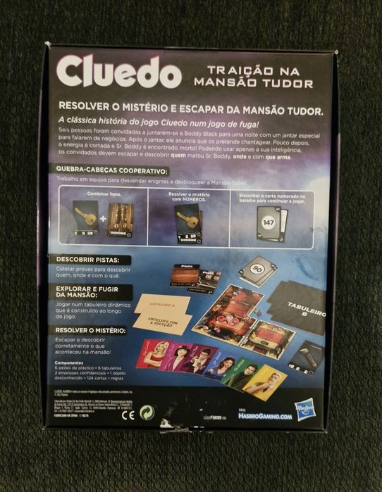 Jogo Cluedo investigação e fuga
