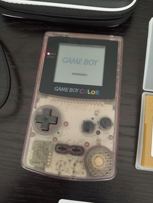 Conjunto Gameboy Color Atomic Purple 7 jogos Pokémon cabo link carregador USB e bolsa de proteção
