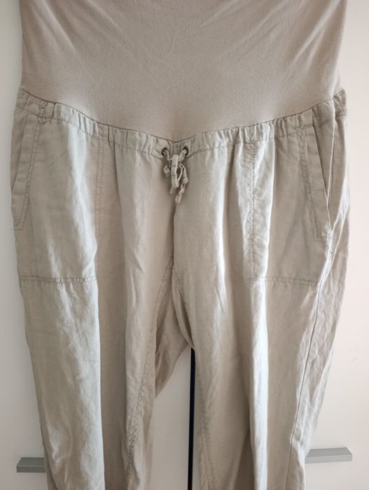 Lniane spodnie ciążowe H&M Mama len bawełna 44 XXL