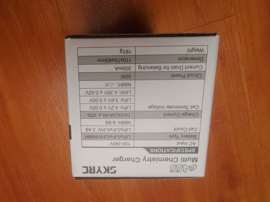 Carregador baterias Lipo LiHV LiIon LiFe NiMH SkyRC e450 regulável 50W