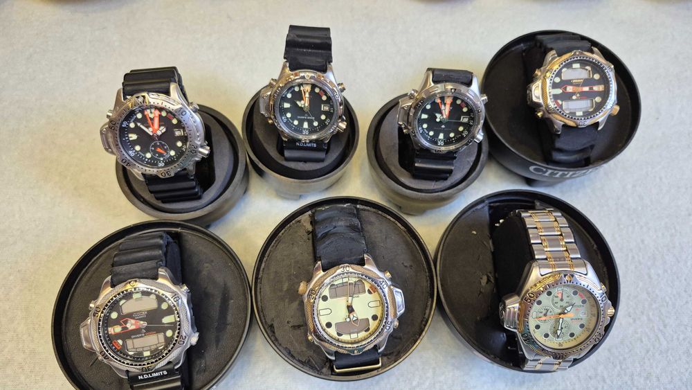 Zestaw 7 sztuk zegarków CITIZEN PROMASTER +  butle