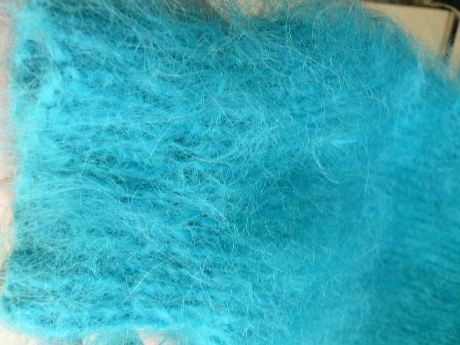 Szmaragdowy morski sweter rozpinany kardigan prawdziwy moher handmade