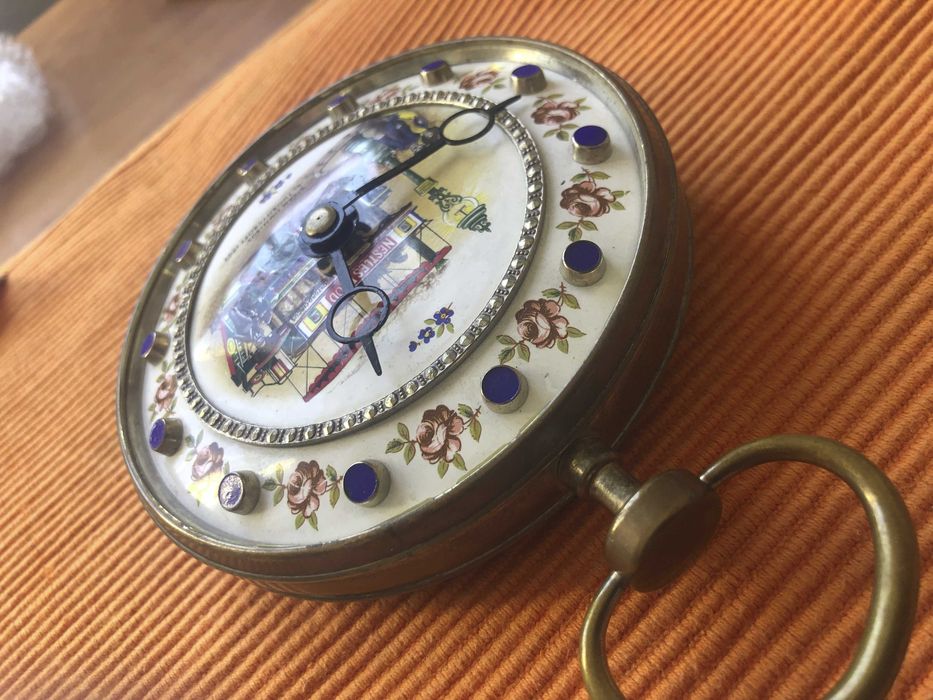 Relógio de bolso Longines muito raro com publicidade. 109mm.